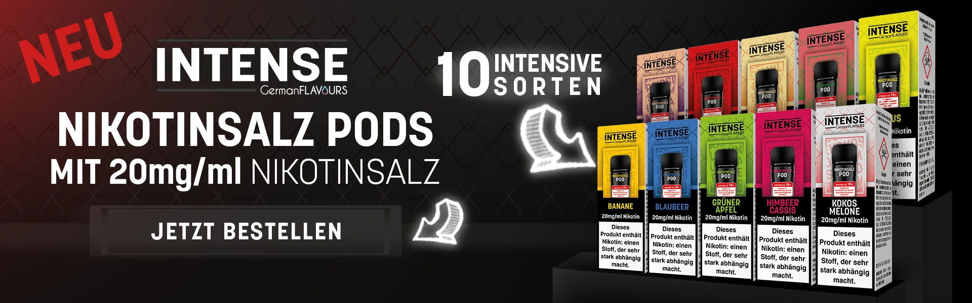 NEU - Intense - PODS - Nikotinsalz E-Liquid - NEU